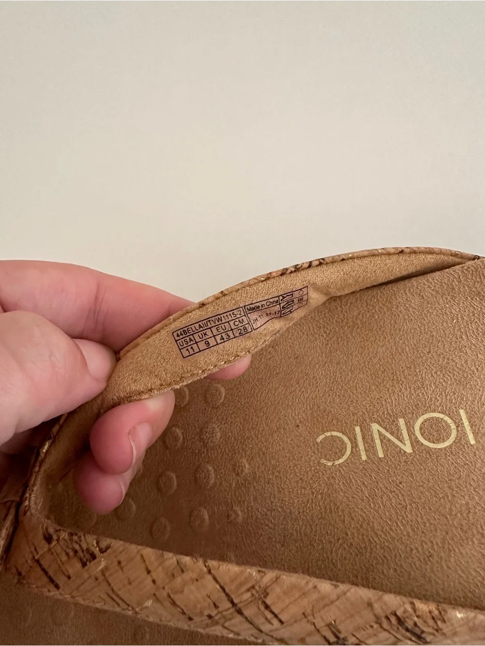 Vionic Tan Cork Thong Bella II sandals
